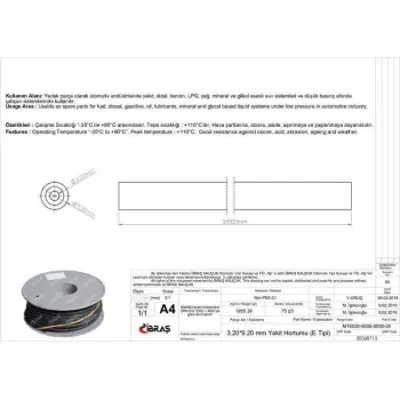IBRAS 68715 3.2mm X 9.2mm Unıversal Yakıt Hortumu ( Makaralı )e Tıpı 25 Mt 