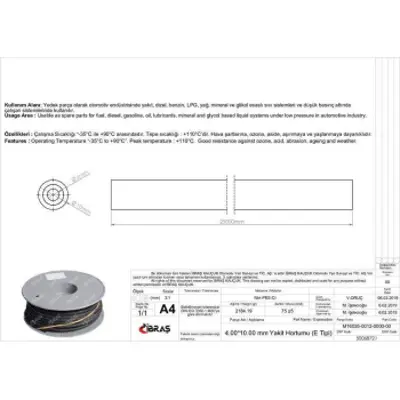 IBRAS 68721 4.0mm X 10.0mm Unıversal Yakıt Hortumu ( Makaralı )e Tıpı 25 Mt 