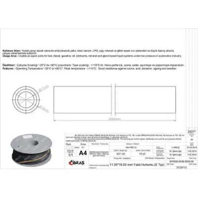 IBRAS 68765 11.0mm X 18.0mm Unıversal Yakıt Hortumu ( Makaralı )e Tıpı 25 Mt 
