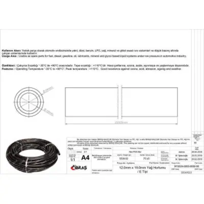 IBRAS 69223 12.0mm X 19.0mm Unıversal Yag Hortumu ( Makaralı )e Tıpı 25 Mt 