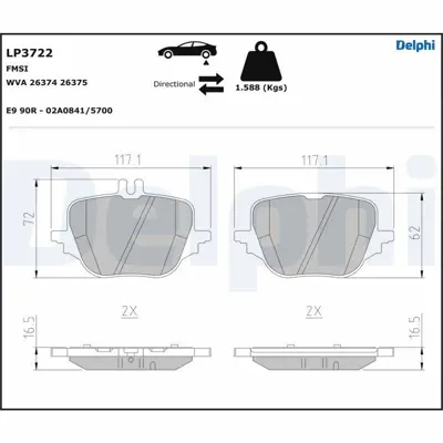 DELPHI LP3722 Fren Balatası Arka S-Class W223 20> 4209305