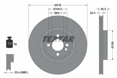 TEXTAR 92255005 Fren Dıskı Ön 34116855781
