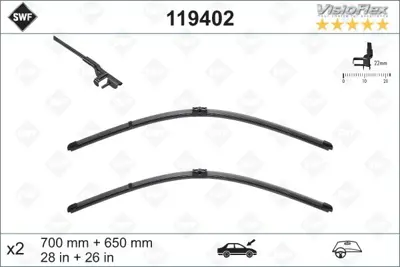 VALEO 119402 Sılecek Supurgesı 700 / 650mm (Muz Tıp) Modus (Swf) 1124510 1272004 1272005 1272010 1272011 1272013 1272021 1272023 1272026 1272027
