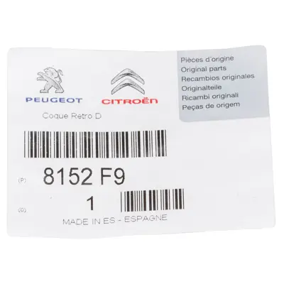 PSA 8152.F9 Sağ Dış Ayna Kenar Kapak  8152F9