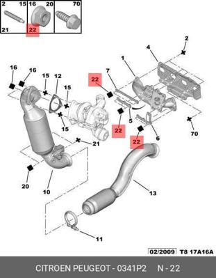 PSA 0341.P2 Egzoz Manifolt Somunu 341P2