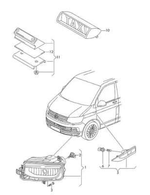 BARCHA 7E0949102 Çamurluk Sınyalı Sağ Transporter T7 16> 7E0949102