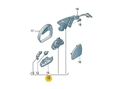 GKL 291472 Ayna Komple (13 Kablolu Katlanır Tıp) Sağ Superb 08>15 