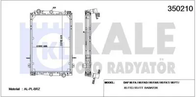 KALE 350210 Motor Su Radyatoru Daf 85 Fa - 85 Fad - 85 Far - 85 Fat - 85 Ft - 85 Ftg - 85 Ftt (Cercevelı) - (Mt) 