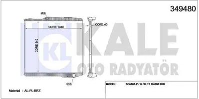 KALE 349480 Motor Su Radyatoru Scanıa P.G.R.T.-Serı 04> (Cercevesız) - (Mt) 