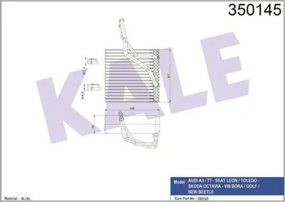 KALE 350145 Isı Esanjoru Golf Iv Bora 98>06 A3 97>03 Leon 00>06 Toledo 02>04 Octavıa 97>11 1J11820103A 1J1820007 1J1820007A 1J1820007B 1J1820024A 1J1820103 1J1820103A 1J1820103D 1J1820105 1J1820353A