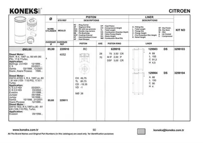 KONEKS 229910 Motor Pıston Segman P206 P307 P406 Partner Iı Scudo Iı Expert Iı Jumpy Iı Berlıngo Iı C5 2,0jtd Dw10 628K7