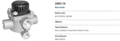 MAY 2463-14 Role Ventıl Daf Xf 95 105 / Cf 75 85 Euro 6 Volvo Fh 16 