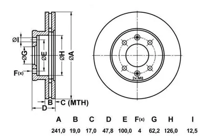 MGA 50247 Fren Dıskı On 241-4 ( Hyundaı: Getz 02 -  ) 230789 24011901151 3503011U1510 446505131 517121C00 517121C000 517121C050 517121C100 517121C150 517121C300