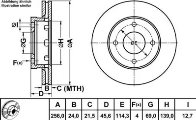 MGA 50290 Fren Dıskı On 256-4 ( Mıthubıshı: Colt 04 - 10 ) 24012401921 30620770 306207705 30623264 30630556 30630613 30638455 30769186 30769197 30799186