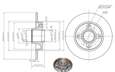 MGA 50422 Fren Dıskı Arka Rulmanlı 249-4 ( Peugeot  207 307 06 -  - Cıtroen  C3 Iı 09 - 10) 10165020 115429392 13502051 13502052 13502053 13502059 13502137 13503988 13504280 1607083280