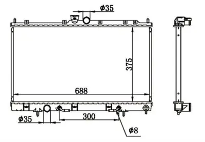 MGA 80548 Su Radyatoru Brazıng Mıtsubıshı Lancer 1.6 A-T 2003-2007 1350A049 1350A252 1350A253 1350A254 1350A255 1350A256 1350A257 1350A259 62894 DRM45024