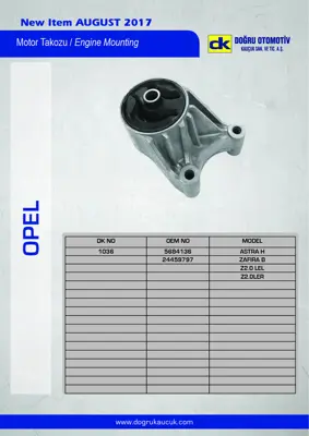 DK 1036 Motor Kulagı On Astra H Zafıra B Z20ler Z20leh Z20lel Z22yh 5684136 24459797 7700835254S1 5284136 93184161 7700835254S 7701207797 444087 4403350 4500177