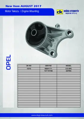 DK 1070 Motor Kulak Takozu Arka Zafıra A Z20let 13115706 5684171