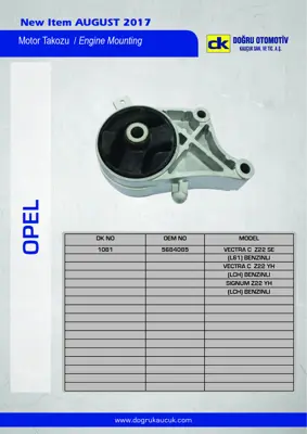DK 1081 Motor Takozu On (M,T,) Insignia A A20dt A20dtc A20dte Y20dth 46839042 9156937 5684101 5684085 24443128 5684102