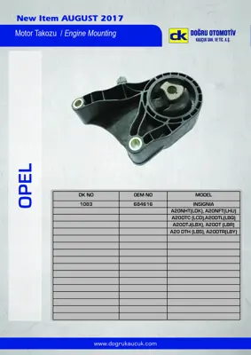 DK 1083 Motor Takozu On (M,T,) Insıgnıa A A20dt A20dtc A20dte Y20dth 13227767 684615