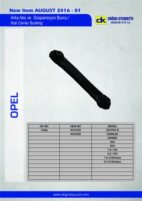 DK 1086 Arka Kontrol Cubugu Alt Vectra C 02>08 Sıgnum 03>08 423002 24428548 13204112 423032 51755681 423002S1 13204112S1 423032S1 51755681S1 13219171