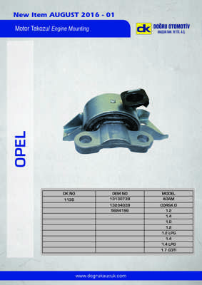 DK 1135 Motor Takozu Sağ Corsa D Corsa E Adam Z10xep Z12xep A12xer B12xel Z14xep A14xer B14xej A14nel 13130739 5684196