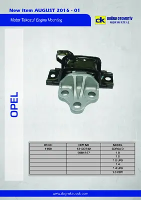 DK 1159 Motor Kulagı Sol On M,T Corsa D Z10xep Z12xep A12xer A14xer Z14xep A14nel Z13dtj A13dtc Z13dth 5684197 13130742
