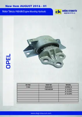 DK 1163 Motor Kulagı On Sol Corsa D Z13dtj A13dtc Z13dth 5684203 13234038 5684202 13234017