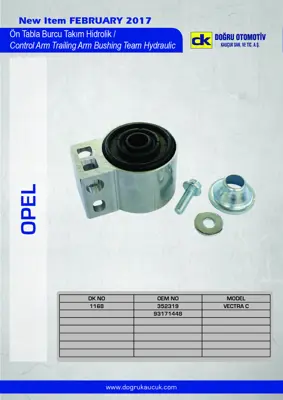 DK 1168 Tabla Burcu Takım Hidrolik Ön Vectra C 1PUL+1 CİVATA