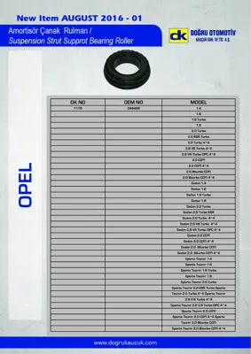 DK 1175 Amortisör Çanak Rulman Insıgnıa 344468 345104 345036 344958 344628 344469 13503549 13500664 13503548 13500663
