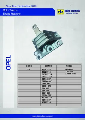 DK 1194 Motor Bağlantı Takozu Sağ Insıgnıa A A20nht A20nft 13248472 684131 684322 13347453 22744337 684313 13347449 684323 684315 684223