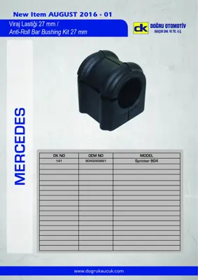 DK 141 Vıraj Demır Lastiği Arka (27mm) Lt46 97 06 Crafter 06>09 Sprınter 904 9043260881 5118800AA 2D0511413B A9043260881 9063262481