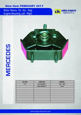 DK 0175 Motor Takozu T1 Mınıbus-Otobus (601) 208 D 2.3 88>96 6012400617 A6012400617 6012401417 A6012401417 8200356126 8200356129 8200356156 6012400717 6012400817 A6012400717