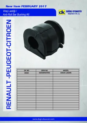 DK 3002 Vıraj Demır Lastiği Duster 1,5dcı - 1,6 8200852550 546114237R 546113546R 820085255 5461300Q0F