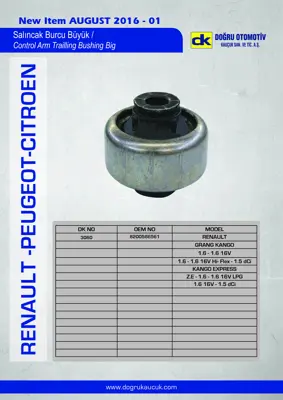 DK 3060 Salıncak Burcu Büyük Renault Grand Kango Kango Express 4153300300 8200586561 8200586567 545044506R 545058191R 8200586564 8200041166 545052737R 545055208R 545055708R