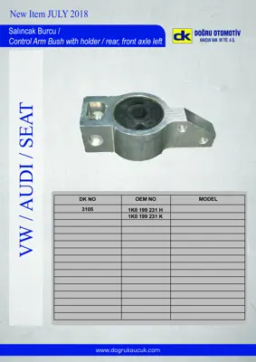 DK 3106 Salıncak Burcu Onun Arkası Komple Sağ Golf Vı Jetta Touran A3 Altea Leon Toledo 1K0199231K 1K0199231P 1K0199231J 1K0199231G 2K0199231 3C0199231F 1K0199231 1K0407183G 1K0199232K 1K0199232J
