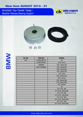 DK 0312 Amortısor Takozu On Ust Orta Bmw  X5 E70  X6 E71 E72  31336774738 31336788776 31336776391 31336774738S1 31336776391S1 31336788776S1 31336857001 31336857001S1 31336774738S2 31336776391S2