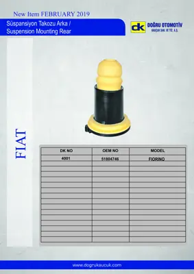DK 4001 Süspansiyon Takozu Arka Küçük Fıorıno 5166A8 51804746