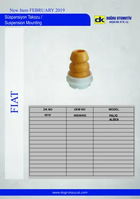 DK 4016 Süspansiyon Takozu Arka Palıo Albea 1.0mjtd 96> 46836452