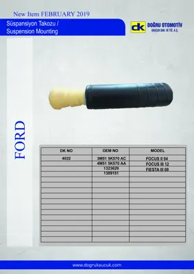 DK 4022 Süspansiyon Takozu Kit Focus Iı 04> Focus Iıı 12> Fiesta Iıı 08> 15mm 1323629 1370318 1309151 1323629S1 1309147 1230872 30723051 30683225 1386664 4M515K570AA