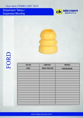 DK 4024 Süspansiyon Takozu Ön Focus 98>04 98AG3025AD