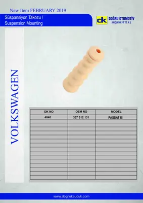 DK 4040 Süspansiyon Takozu Passat Iıı 357512131B