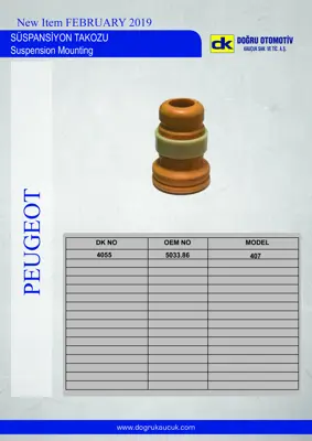 DK 4055 Süspansiyon Takozu Ön 407 503386 9651502280 525437 5038A5 5038E5 5033E0 503399