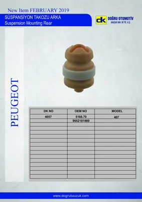DK 4057 Süspansiyon Takozu Arka 407 516670 9652181980 517847 5175CF