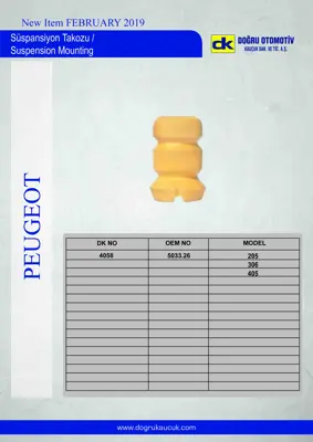 DK 4058 Süspansiyon Takozu Ön 205 306 405 503326 267445 5001855 1549246 A750X18080AA A790X18080ETA 1456420 A820X18080NA H75AB18080BA EAX230