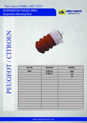 DK 4061 Süspansiyon Takozu Arka C2 C3 1007 516667 516674 516694 516696 9646179980 9681097480