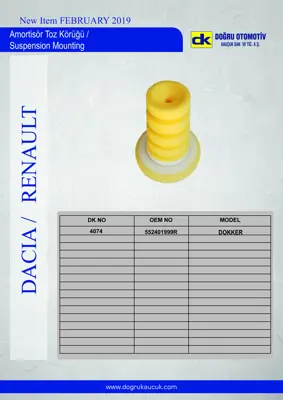 DK 4074 Dokker-Suspansıyon Takozu Arka 552401999R