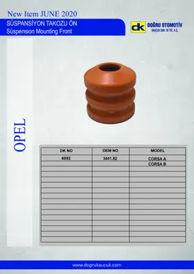 DK 4092 Süspansiyon Takozu Ön Corsa A-B 344444