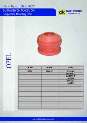 DK 4093 Süspansiyon Takozu Ön Astra F-Ascona C-Kadett E-Nubıra-Espero-Lanos 90125889 90142884 344402 1023328 51722S7A014 A2033200744 A2033200944 A2033200844 MR961189 MR272833
