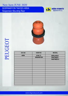 DK 4098 Süspansiyon Takozu Arka Berlıngo-Partner I-Partner Iı 516673 9650485180